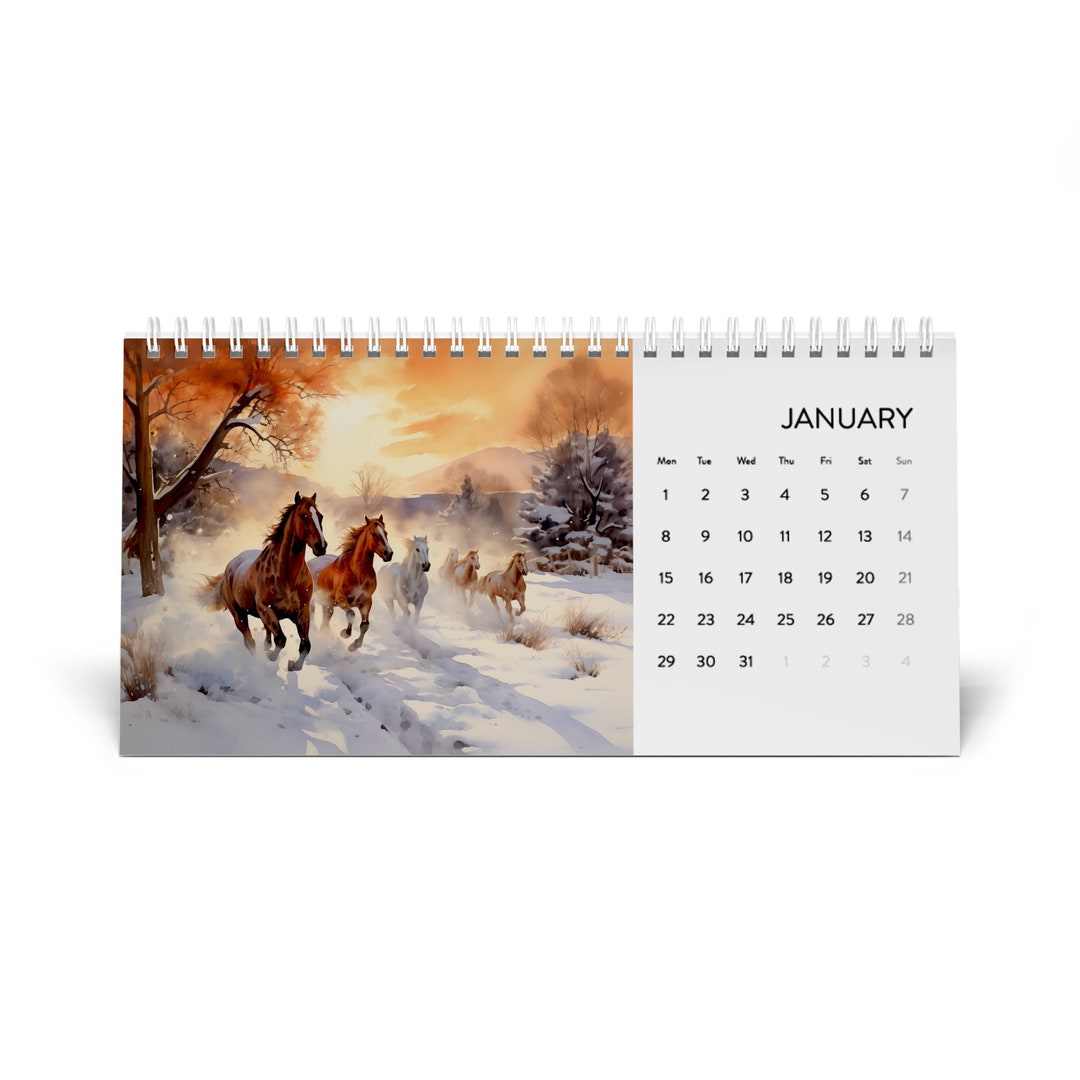 Horse Desk Calendar 2024 Grid Ideal Christmas Gift for Etsy