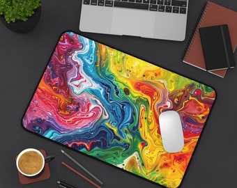 Acrylic Pour Desk Mat - flowing colors, abstract art Aesthetic, Giant Mousepad, XXL Gaming, Extended Desk Mat, extra-large desk mat