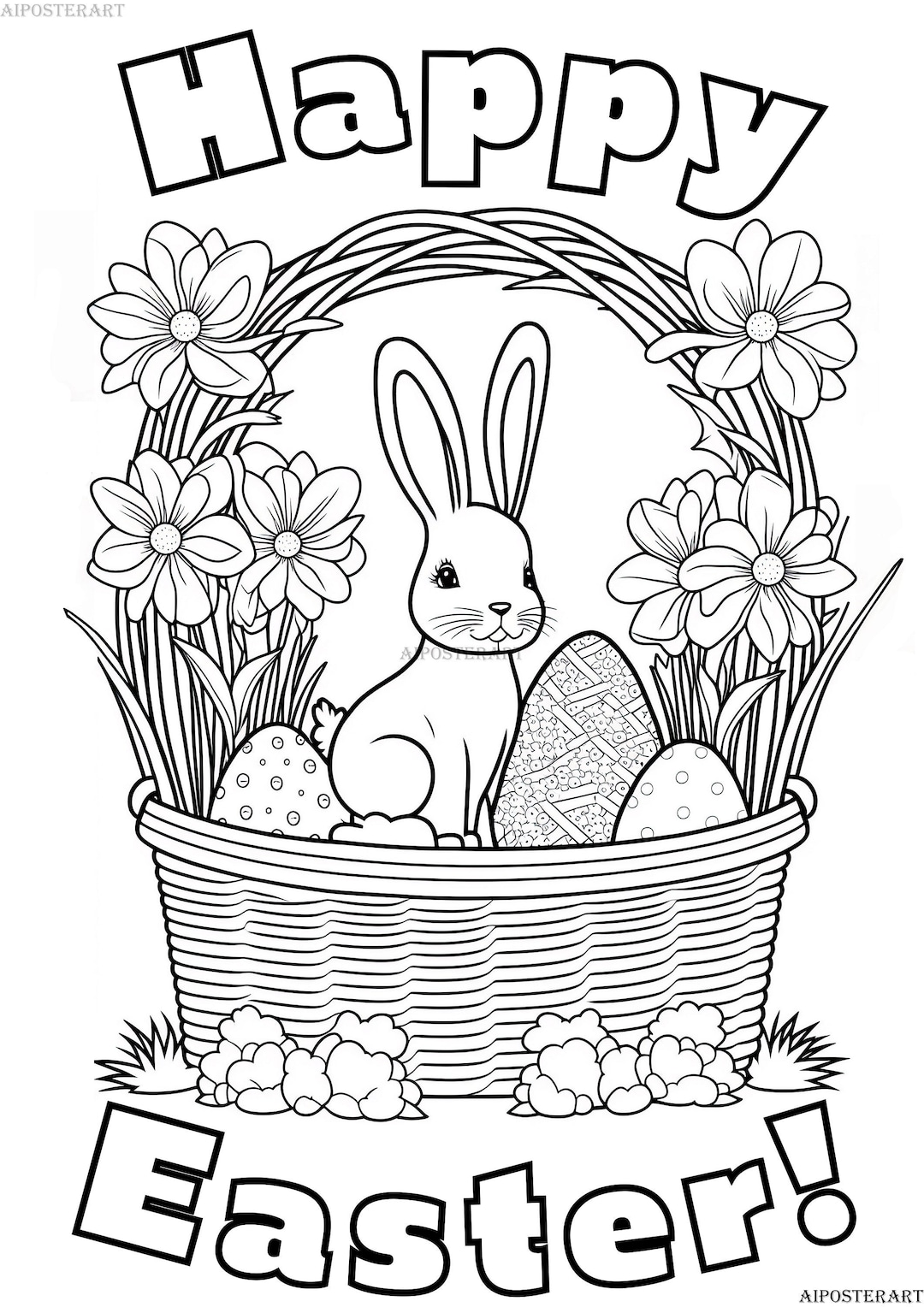 Easter Coloring Printable Adult & Child Coloring Page Coloring Book