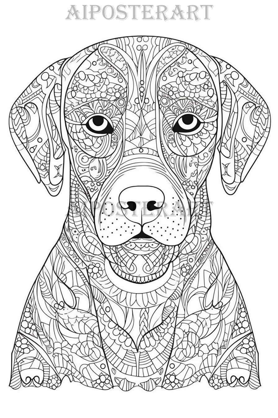 Labrador Dog Coloring Sheet for Adults Printable Coloring Page of
