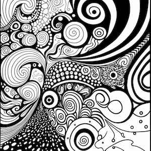 Detailed Abstract Coloring Doodle - Printable Coloring Doodle Page - Detailed Coloring Sheet for Adults - Downloadable Coloring