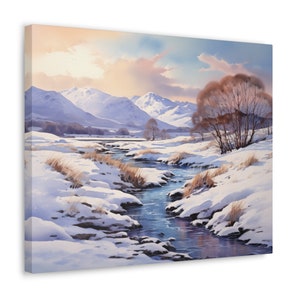 Cairngorm Mountains Watercolor Printed on Canvas - Unframed Wall Art gift for nature lovers, Cairngorm Mountains in Scotland