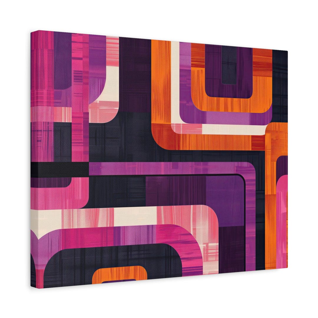 Mid Century Modern Wall Art - Retro Geometric Canvas Print - Colorful ...