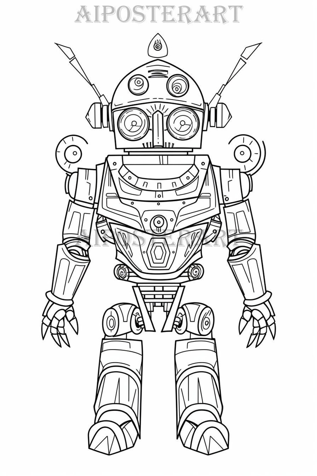 Robot Coloring Page for Kids & Adults Printable Robot Coloring Sheet ...