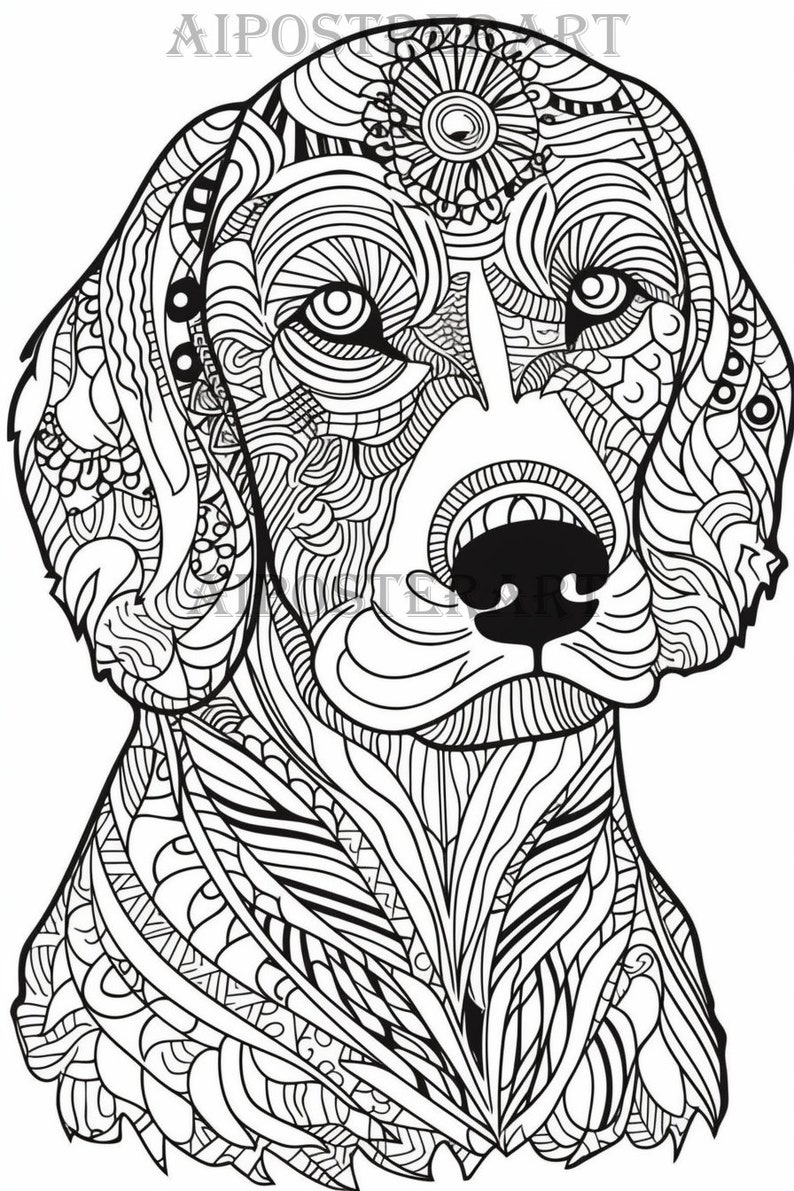 Spaniel Dog Coloring Sheet for Adults - Printable Dog Coloring Page ...