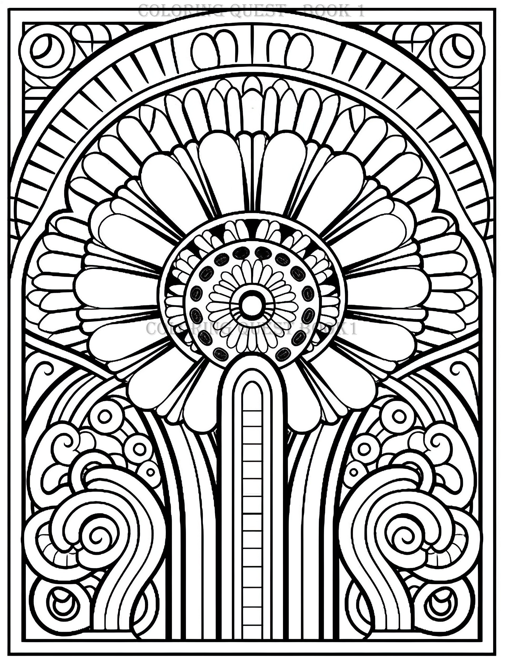 Detailed Art Deco Style Coloring Page Coloring Quest Page 5