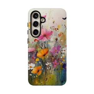 Telefoonhoesje aquarel wilde bloemen: stevig dubbellaags voor iPhone en Samsung
