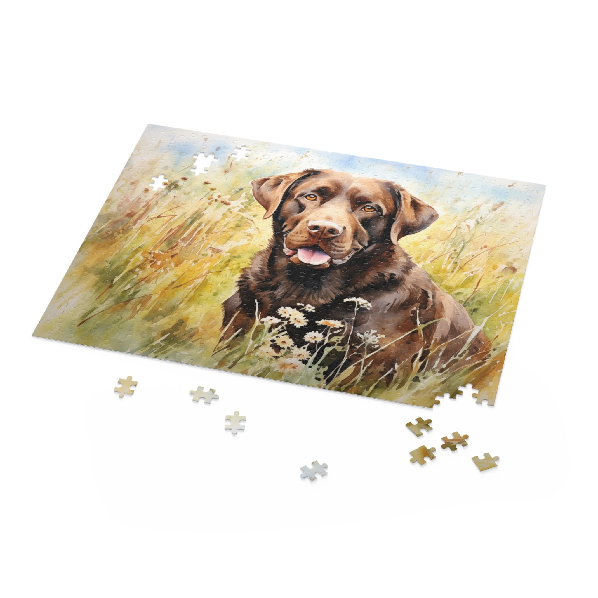 Chocolate Labrador in Meadow Jigsaw Puzzle (120, 252, 500-piece