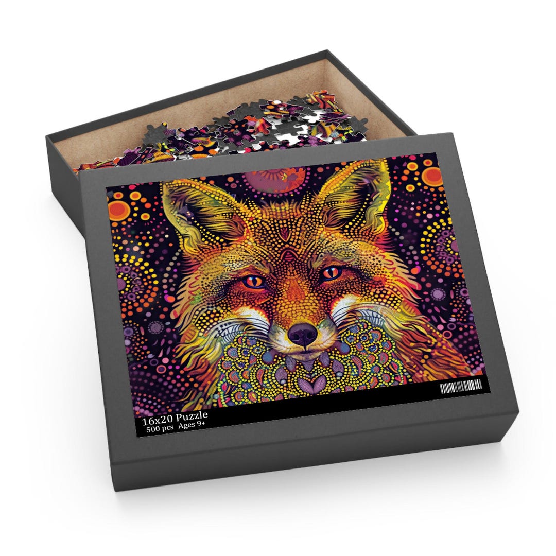 Colorful Fox Jigsaw Puzzle (120, 252, 500-piece) - Dot Art Fox Jigsaw ...