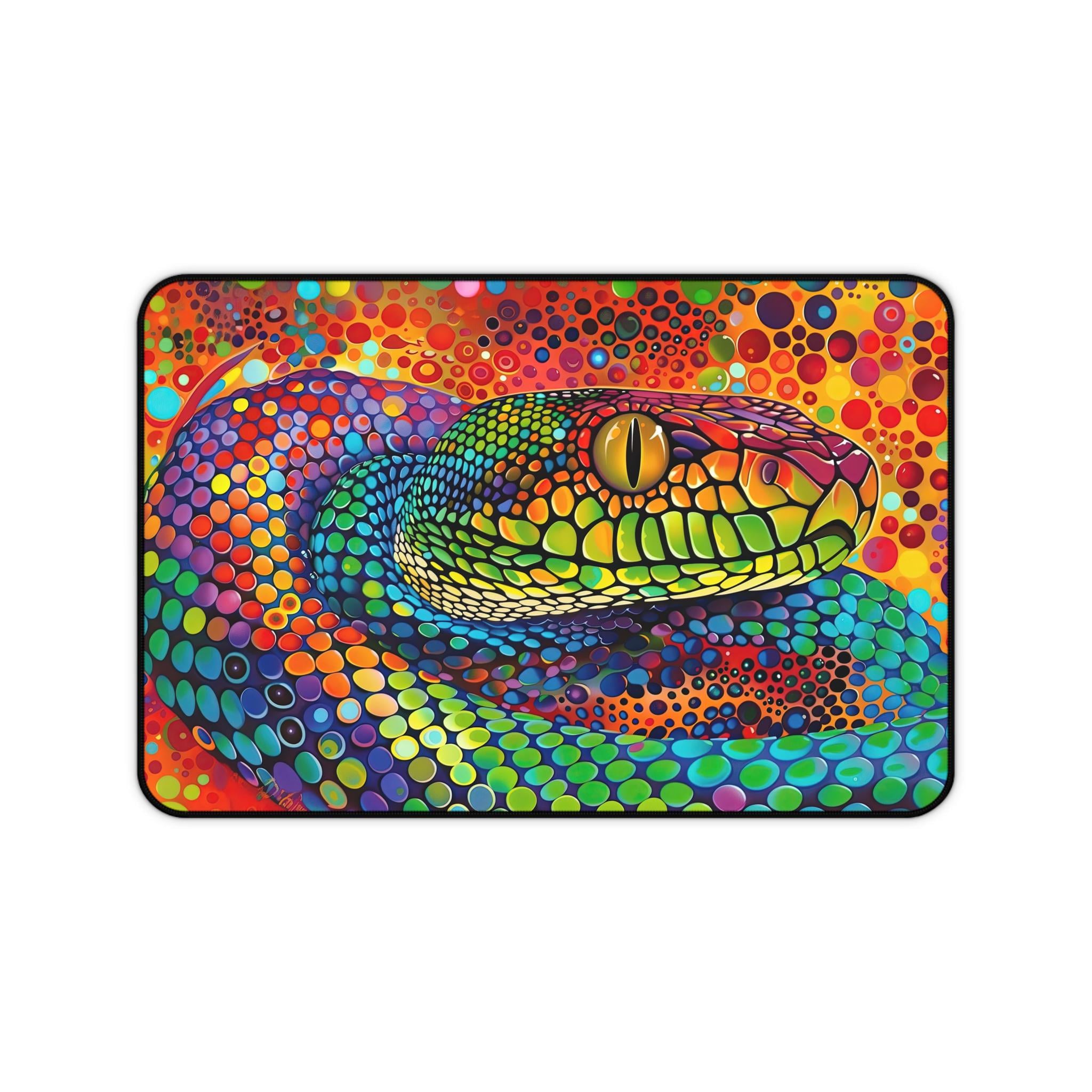 Colorful Dot Art Snake Desk Mat - a Snake Rendered in Intricate ...