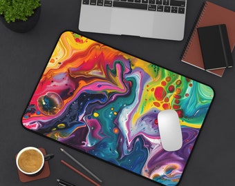 Acrylic Pour Desk Mat - flowing colors, abstract art Aesthetic, Giant Mousepad, XXL Gaming, Extended Desk Mat, extra-large desk mat