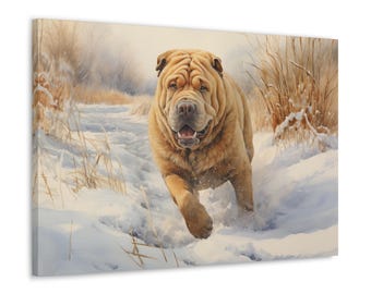 Chinesisches Shar-Pei Aquarell Leinwanddruck - Kunst für Chinesisches Shar-Pei