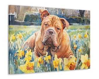 Chinesisches Shar-Pei Aquarell Leinwand Druck - Kunst Geschenk für Chinesisches Shar-Pei Besitzer