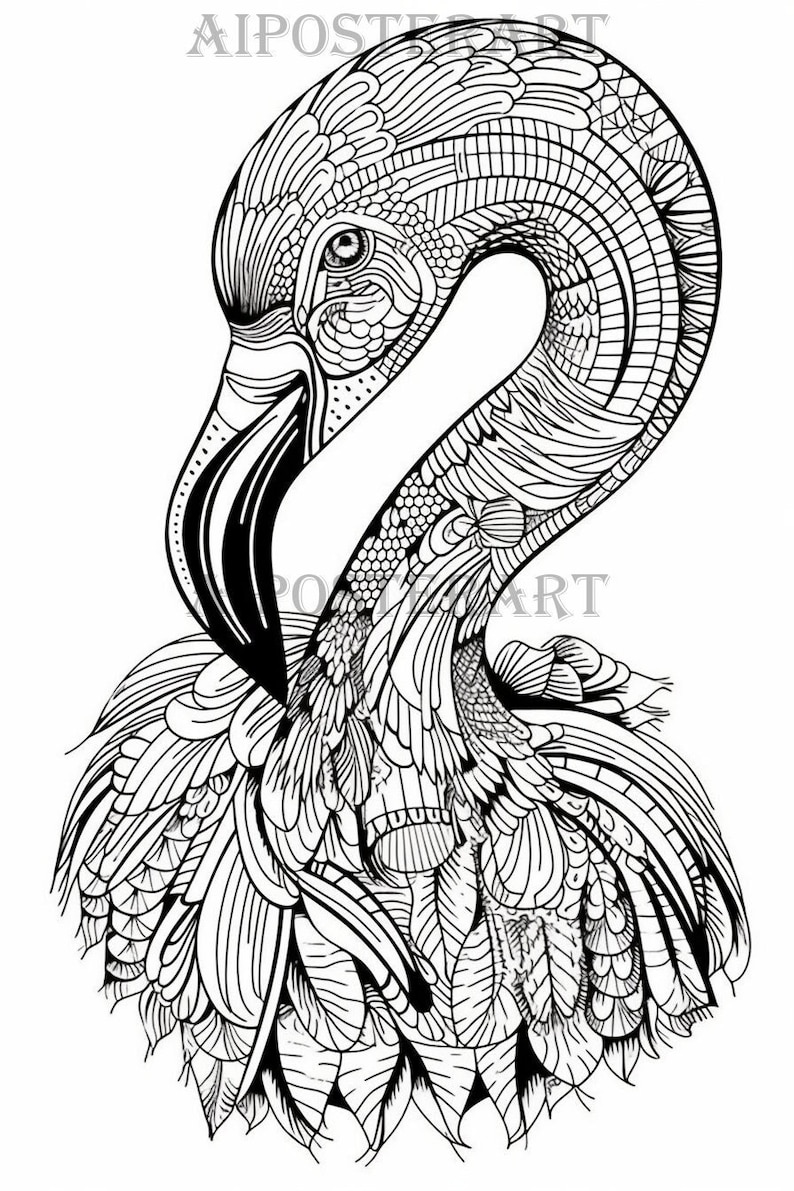Mandala Flamingo Coloring Page for Adults Printable Flamingo Coloring