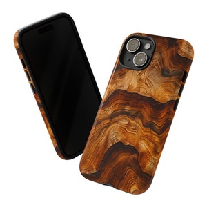 Teak Phone Case  - Double Layer Tough Phone Case for iPhone, Galaxy and Pixel phone models - Teak Woodgrain Effect Printed Phone Case