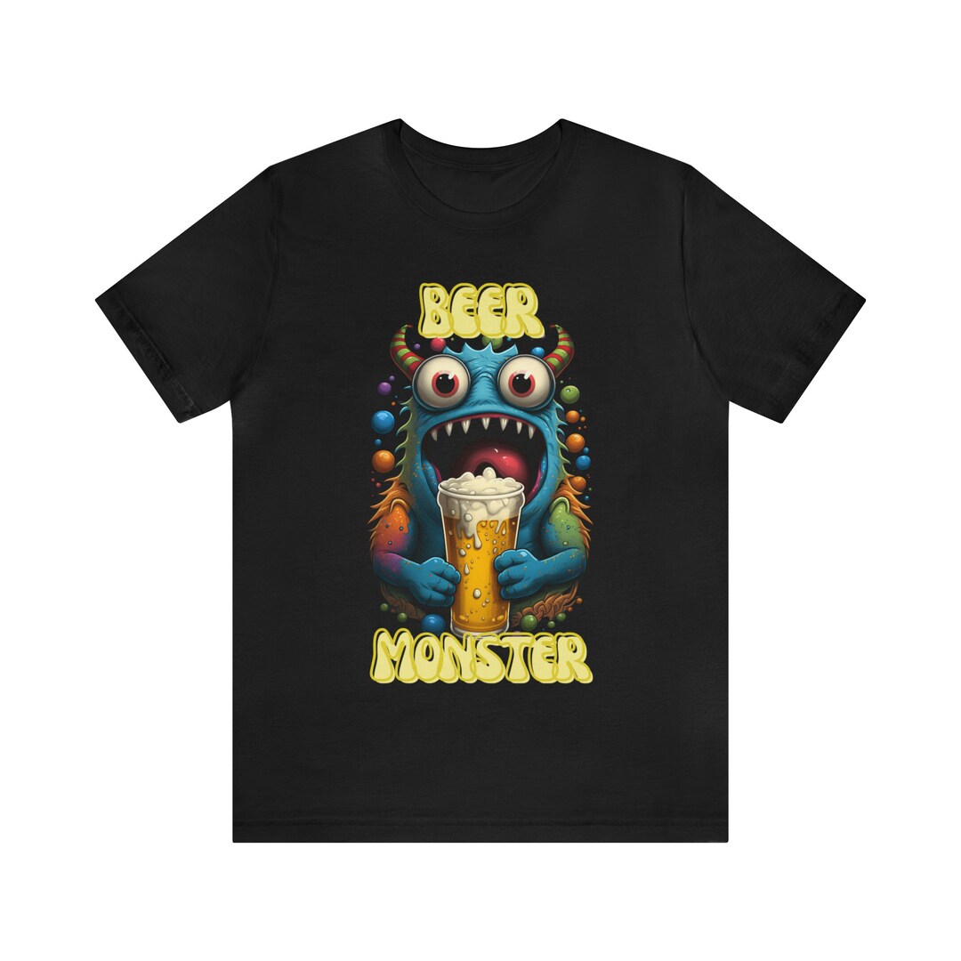 Beer Monster T-shirt Black Tshirt With Funny Beer Monster Graphic ...