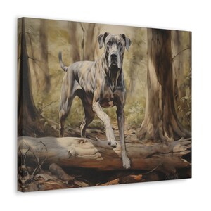 Great Dane Wall Art - Watercolor Printed on unframed Canvas - gift for Great Dane dog owner - Great Dane and fallen tree