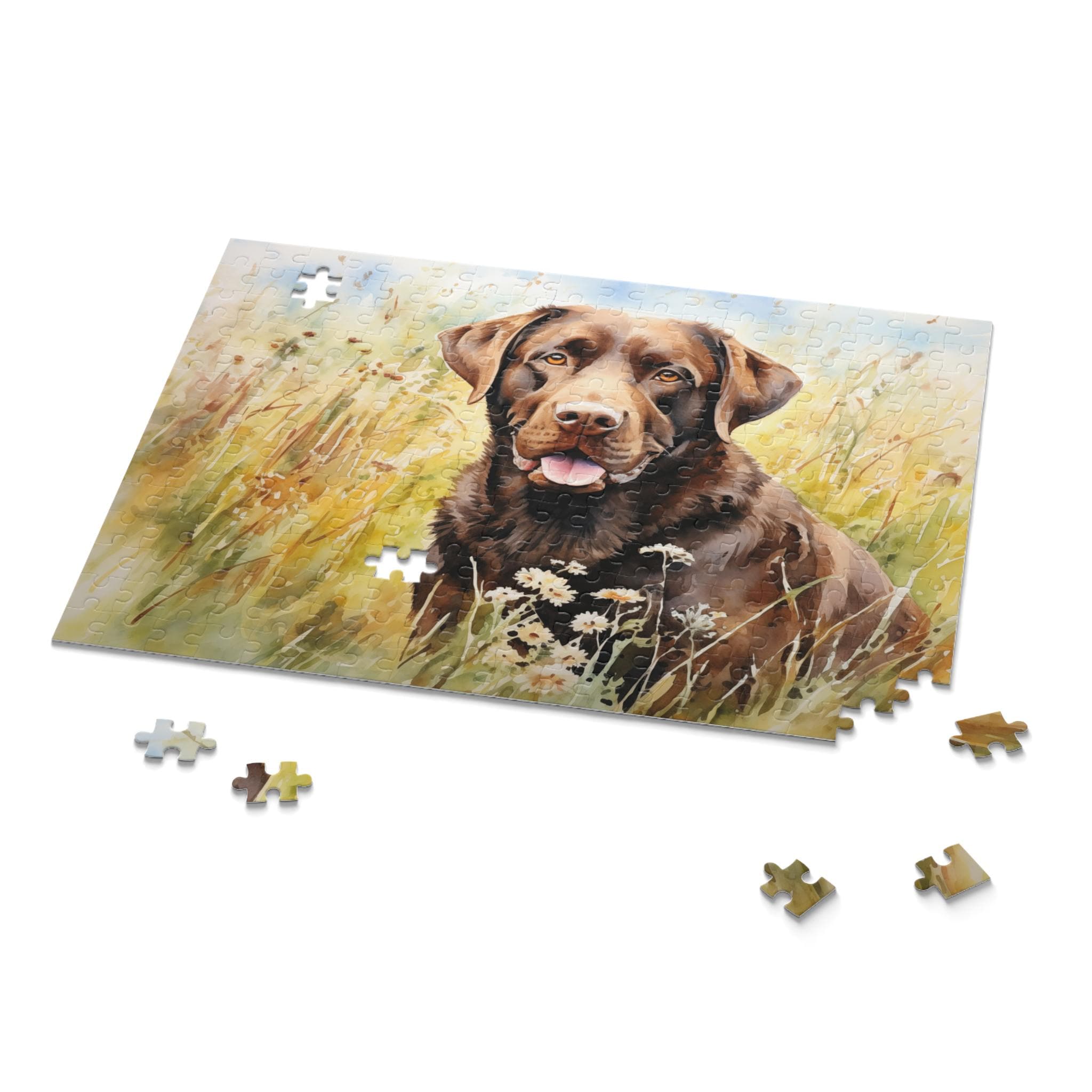 Chocolate Labrador in Meadow Jigsaw Puzzle (120, 252, 500-piece