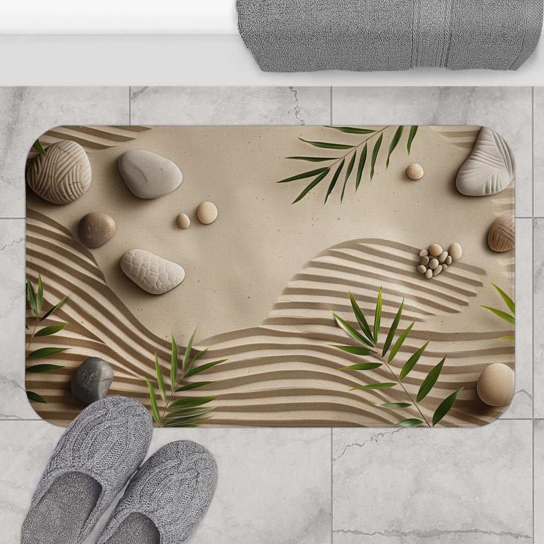 Zen Mat Zen Garden Bath Mat - Non-slip Bath Mat Featuring Japanese Zen Garden ...