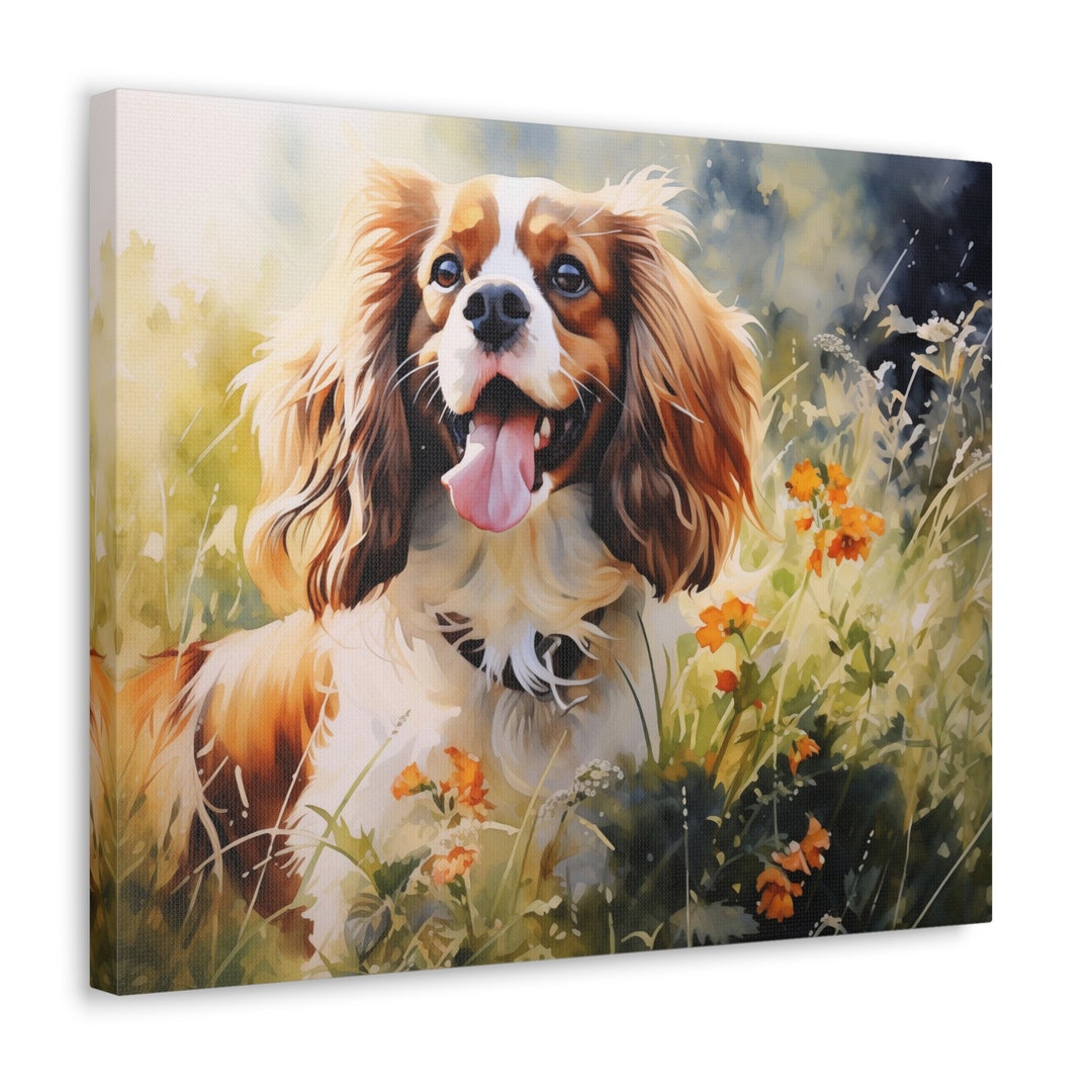 Blenheim Cavalier King Charles Spaniel Printed Canvas - Dog in a ...
