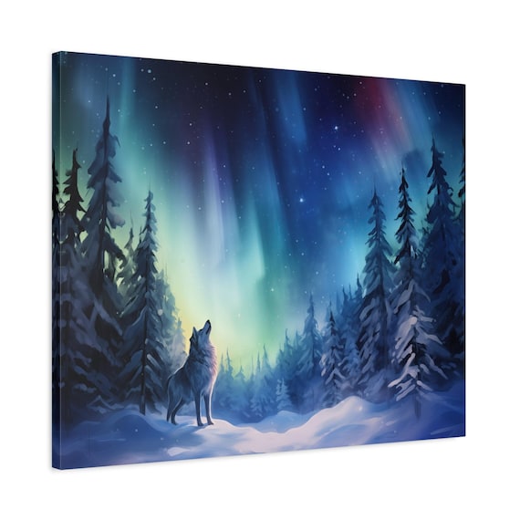 Aurora Boreale Carta Da Parati Lupo Aurora Boreale: Carta Da Parati