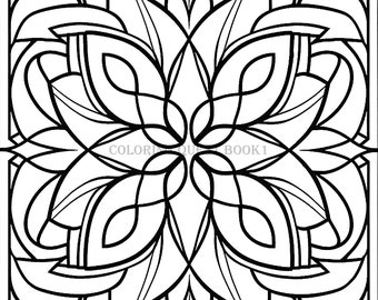 Symmetrical Pattern Coloring Page - Coloring Quest - Page 8 of Book 1 - Printable Adult Coloring Book Page - Mandala Style Patterns