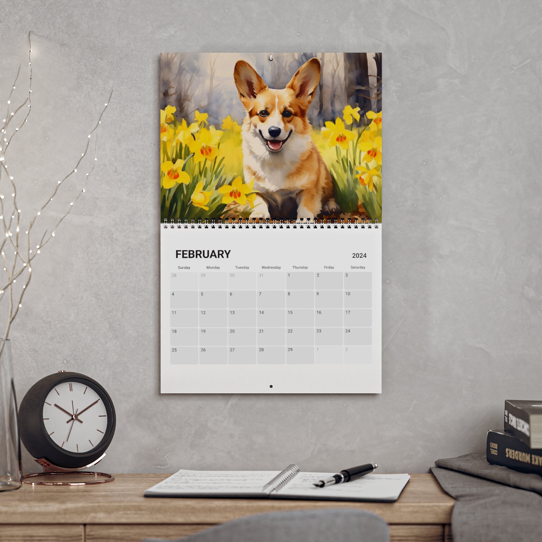 Watercolor Wall Calendar 2024 Gift for Owner, 12 Beautiful