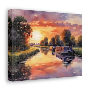 15-04 coucher de soleil aquarelle imprimée sur toile sans cadre - cadeau pour le propriétaire de grand bateau