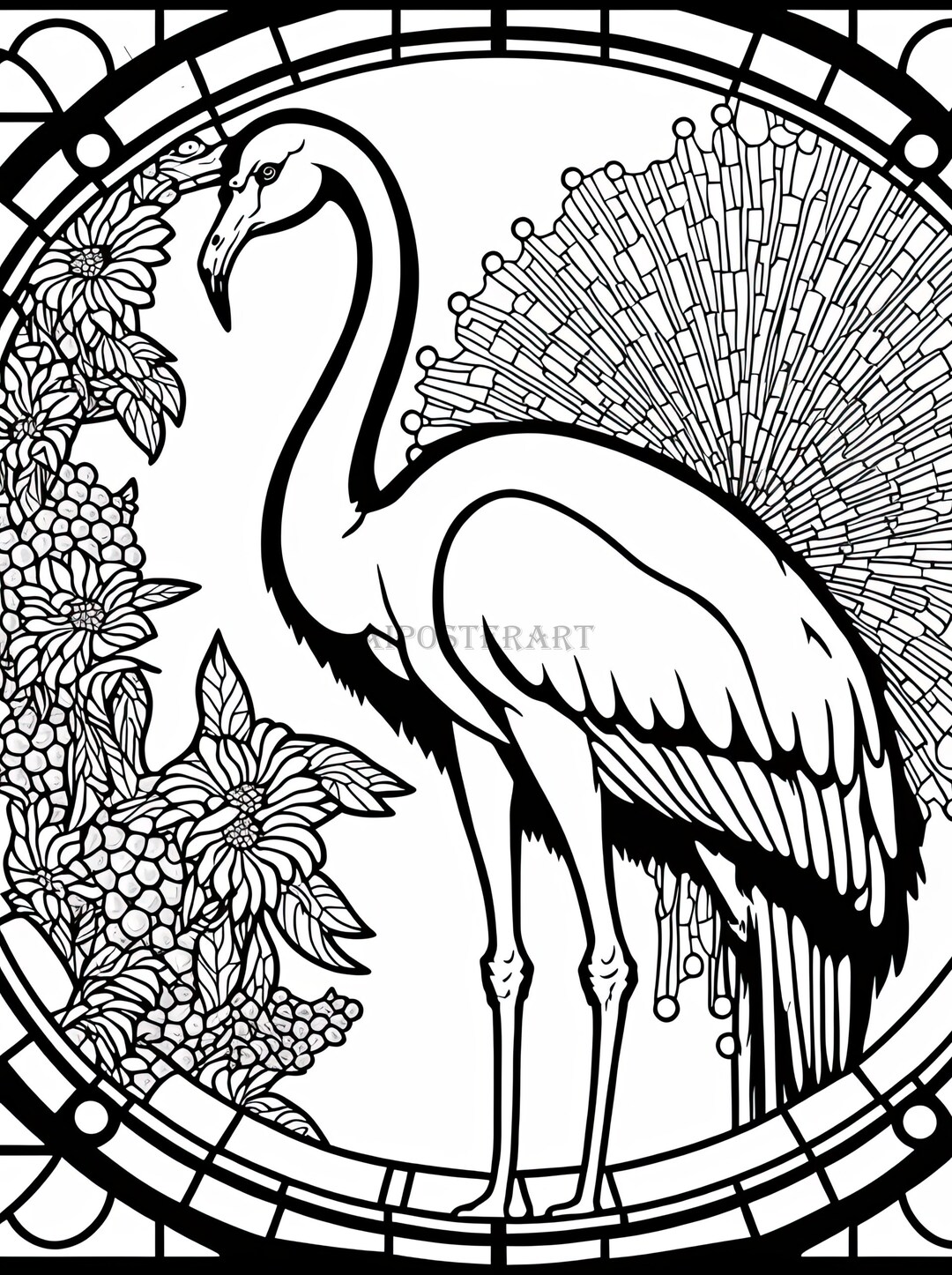 Flamingo Coloring Download Printable Adult Coloring Page Printable ...
