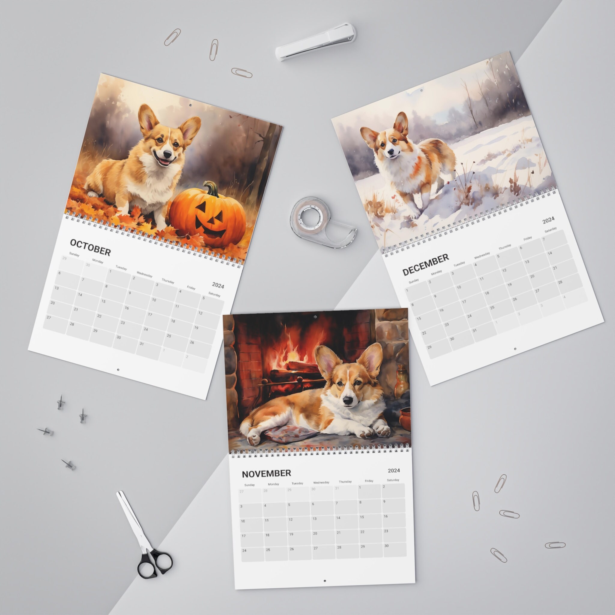 Watercolor Wall Calendar 2024 Gift for Owner, 12 Beautiful