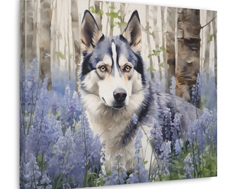 シベリアン ハスキー犬アート ポートレート キャンバス プリント LA