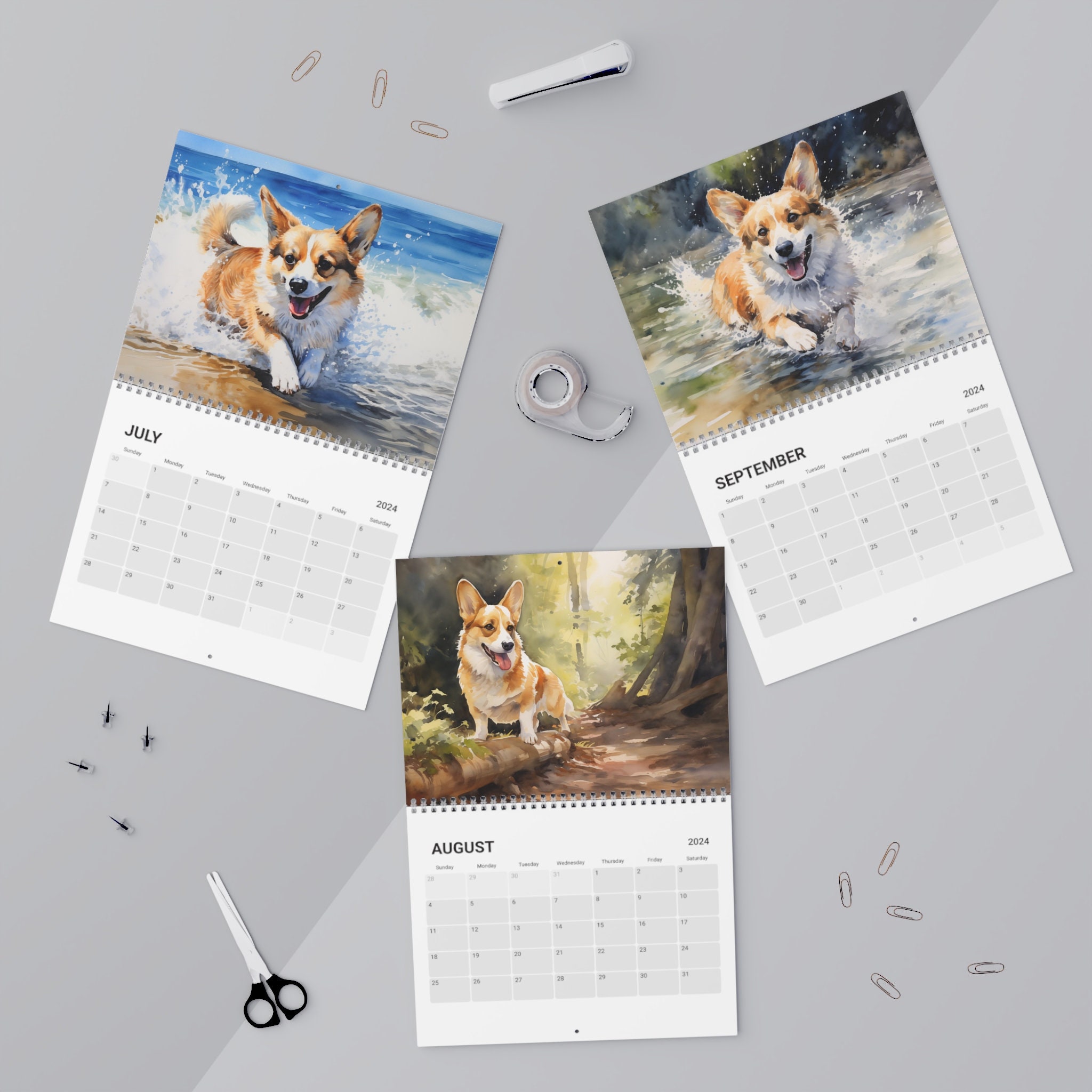 Watercolor Wall Calendar 2024 Gift for Owner, 12 Beautiful