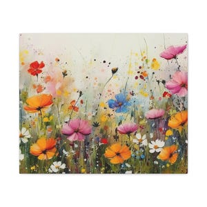 Wildflowers Canvas Wall Art - Printed Sides - Premium 100% Cotton Canvas (400gsm) - Home Decor for Living Room, Kitchen, Lounge, Bedroom