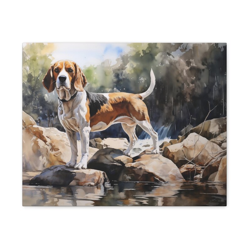 Beagle Wall Art - Watercolor Printed on Unframed 20 X 16 Inch Canvas ...