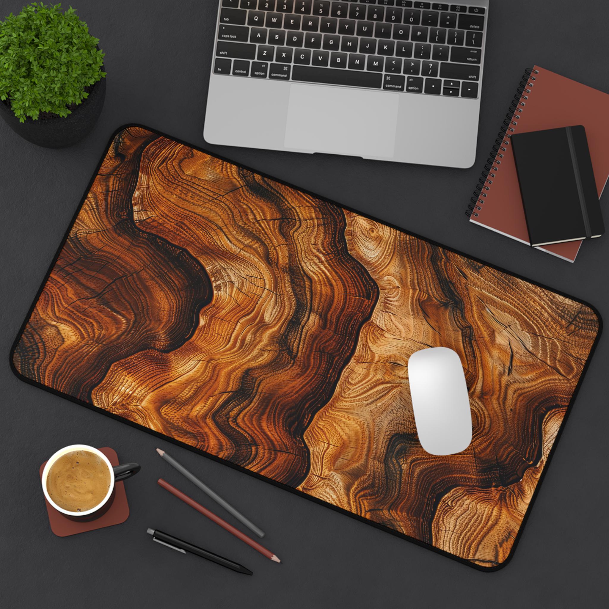 Teak Wood Grain Desk Mat - Large Computer Desk Mat With a Rich ...