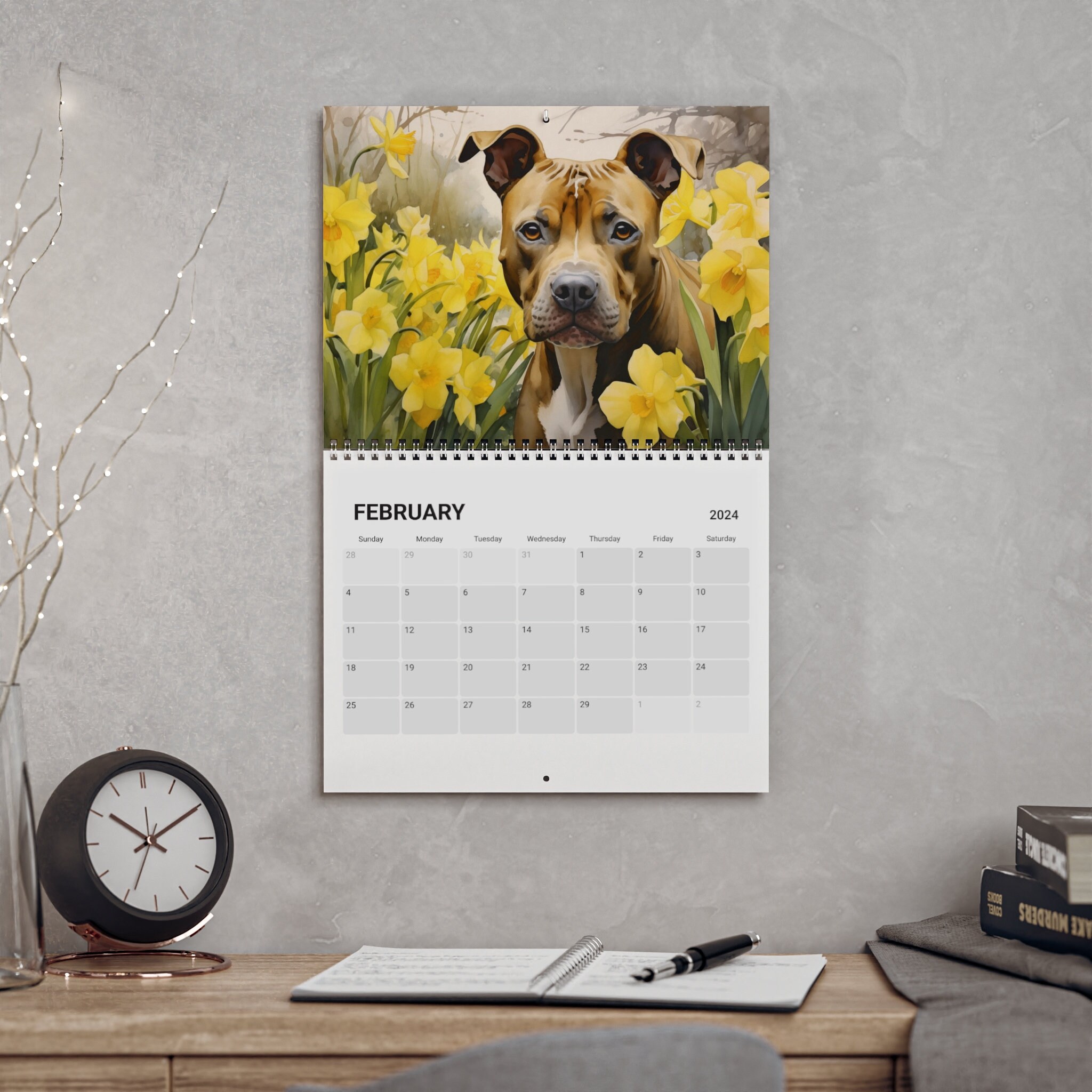 Pitbull Wall Calendar 2024 Gift for Pitbull Owner, 12 Beautiful