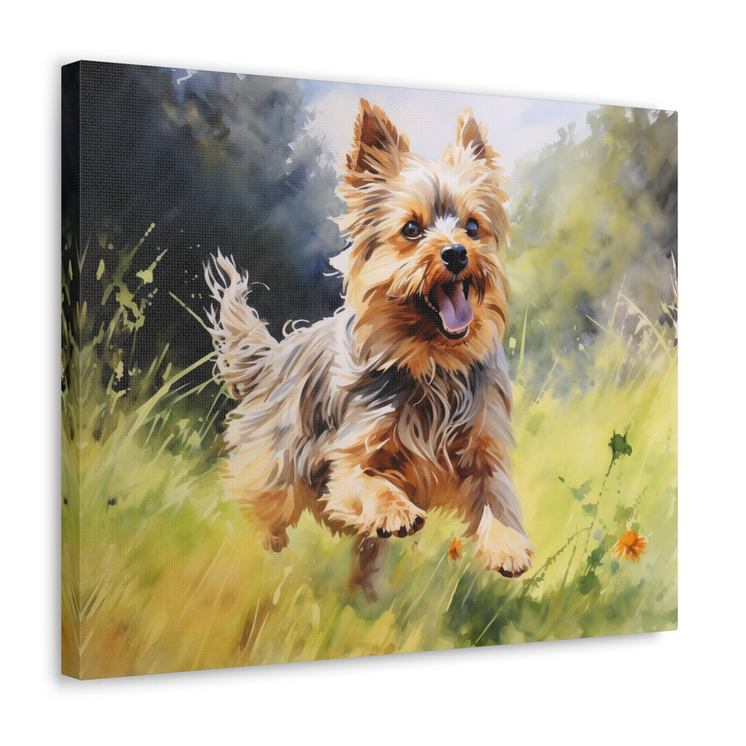 Yorkshire Terrier Wall Art Watercolor Printed on Unframed Canvas