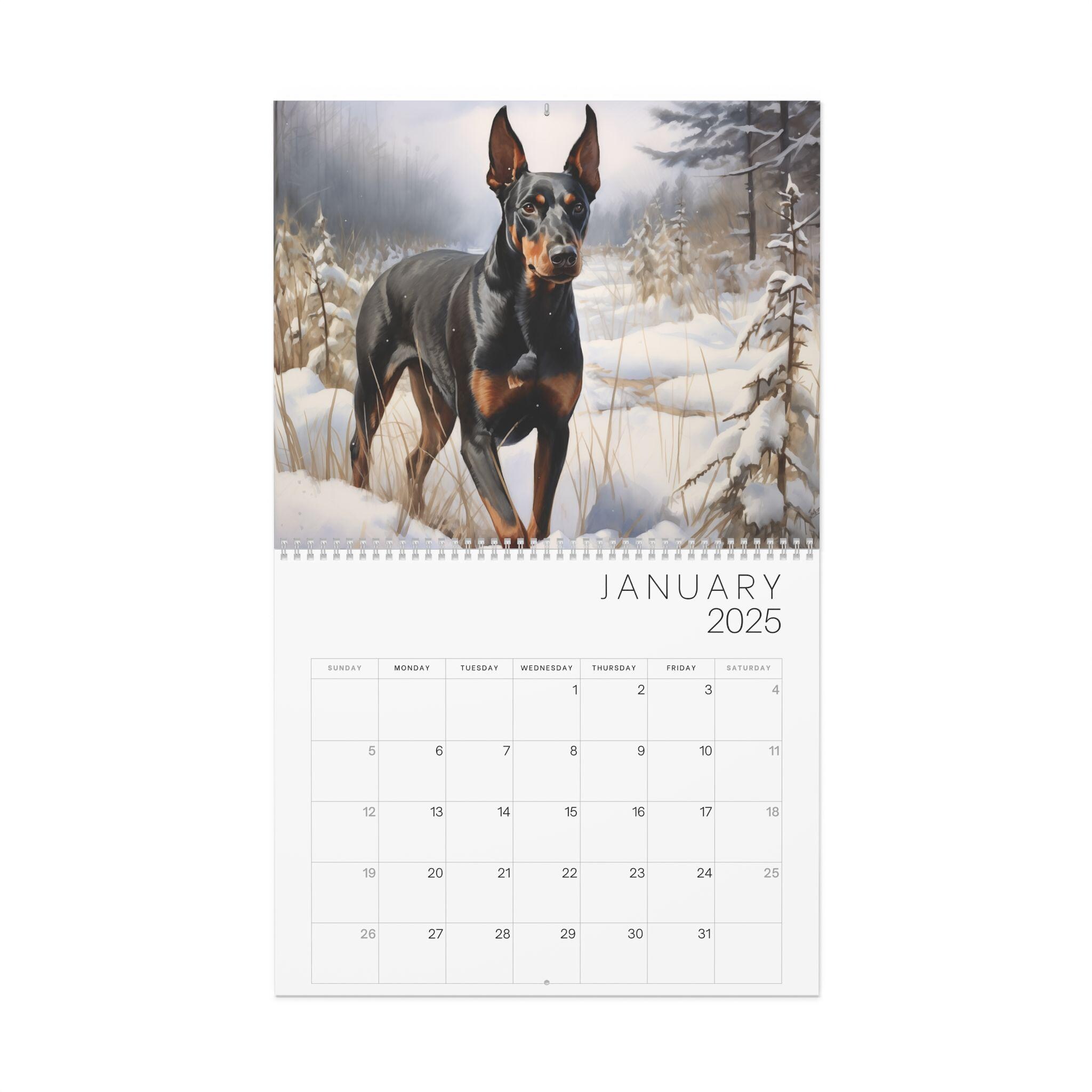 日本製 Doberman Pinschers Featuring Calendar 2025 - Calendar Wall カレンダー