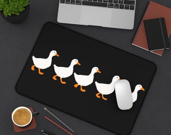 Ducks in a Row Desk Mat - Cute Duck Mouse Pad, Non Slip Neoprene Computer Mat, Funny Animal Desk Decor