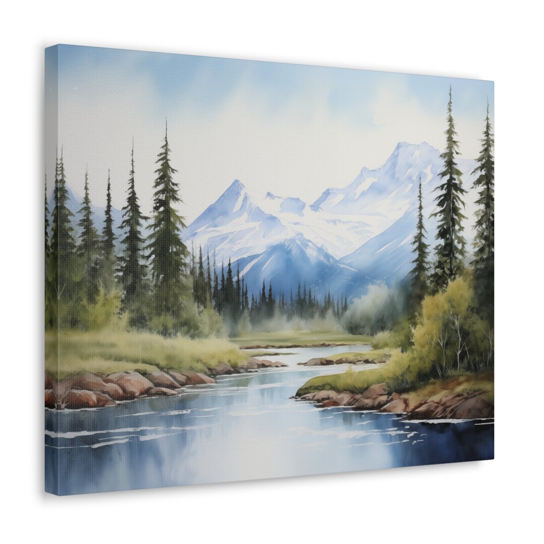 Alaska Watercolor Printed on Canvas - Frameless Wall Art Gift for ...