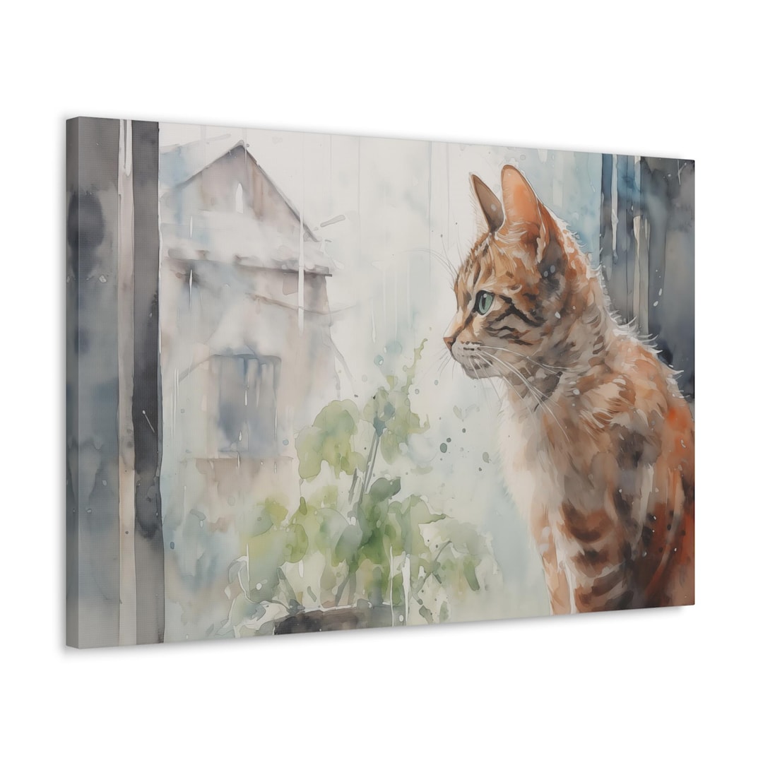 Tabby Cat Watercolor Canvas Print - Wall Art Gift for Cat Lover - Tabby ...