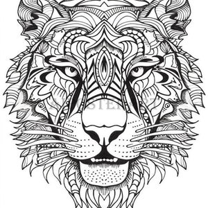 Tiger Head Mandala Coloring Sheet for Adults - Printable Coloring Page - Advanced Mandala Style Coloring - High Res 5376x8064 pixels
