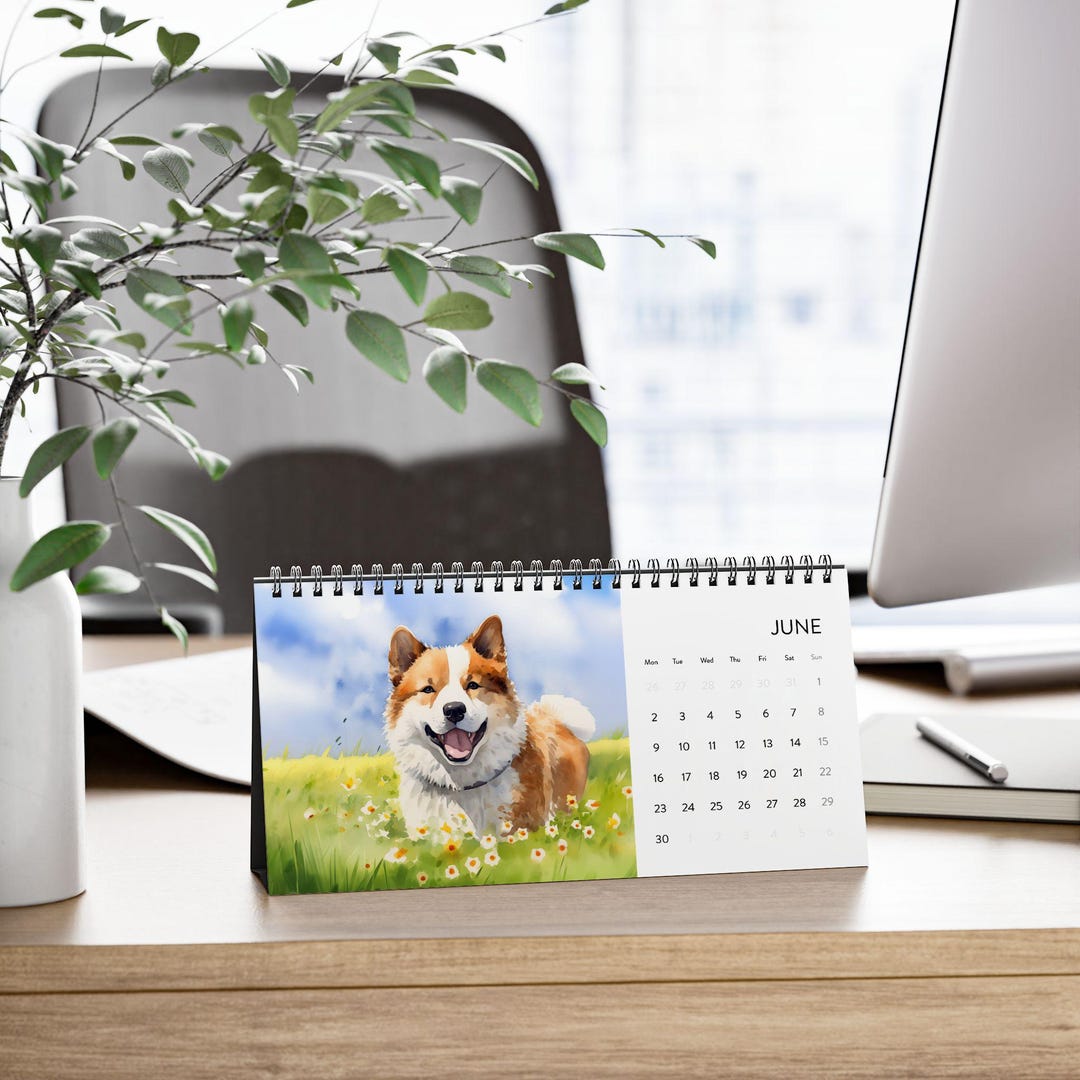 2025 Akita Desk Calendar 2025 Desk Calendar Featuring 12 Watercolors of