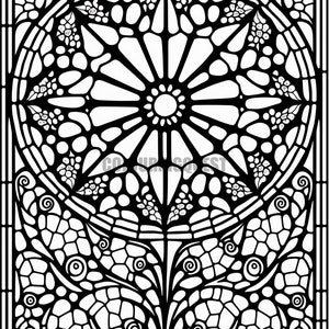 Stained Glass Window - Printable Adult Coloring Page from ColouringQuest (Coloring book pages for adults, Coloring pictures for kids)