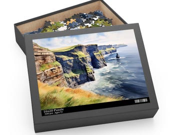 Cliffs of Moher Jigsaw Puzzle (120, 252, 500-Piece) - The iconic Cliffs of Moher towering above the Atlantic Ocean - Printed in USA