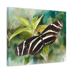 Zebra Longwing Butterfly Canvas Print - Tropical Nature Wall Art