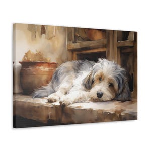 Havanese Watercolor Canvas Print - Wall Art gift for Havanese owner - Havanese resting in a cozy sunlit spot near a window.