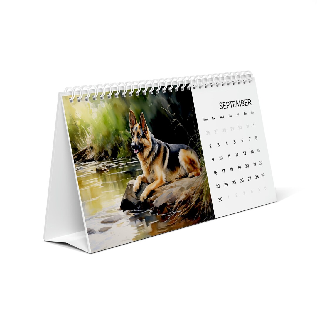 Watercolor German Shepherds Desk Calendar Ideal Gift for Alsatian