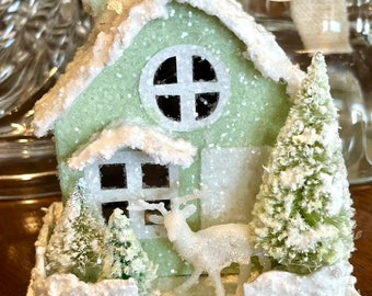 Christmas Holiday Glitter House Ornament