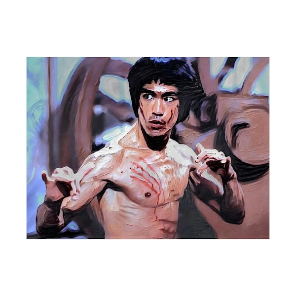 Bruce Lee - Enter the Dragon - Original Wall Art Broad Oil Stroke Style Poster Paper Prints  Home Artwork Decoration Living Room Bedroom